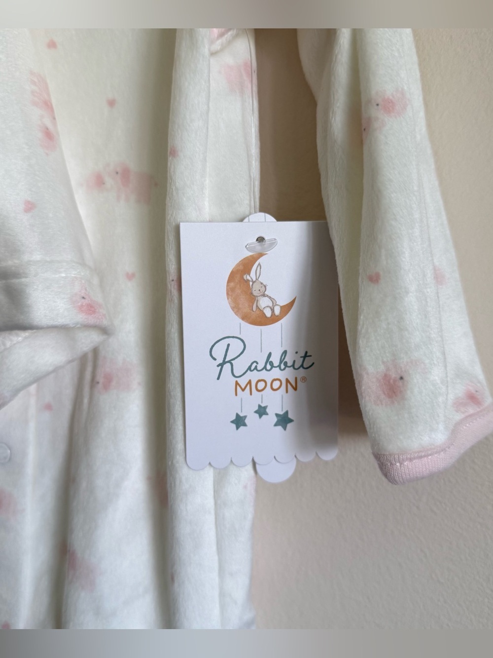 NWT Rabbit Moon Long Sleeve Footsie One Piece Elephant Set Baby Girl 6-9 Months - Picture 3 of 5